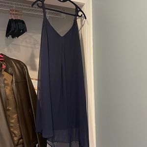 White House Black Market Asymmetrical Navy Scarf Dress